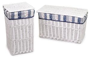 Set 2 Baule giuseppe con cestone in vimini bianco