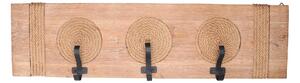 Appendino in legno 3 posti corda naturale rettangolare cm 87x23x9