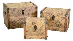 Set 3 Baule in Similpelle marrone rettangolare