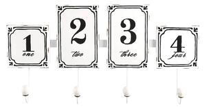 Appendino in metallo 4 posti bianco con numeri cm 46x23x6,5