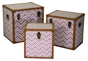 Set 3 Baule in Similpelle marroncino quadro