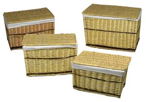 Set 4 Baule in vimini bollito con righe foderato