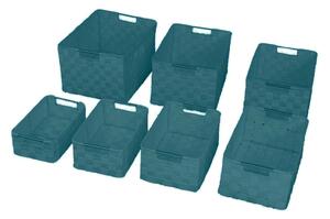 Set 7 Cassetti in poliestere verde acqua rettangolare