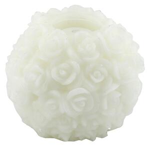 Candela led bianco con rose fontana cm Ø25xh20