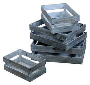 Set 4 Cassetti in legno azzurro rettangolare