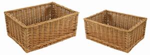 Set 2 Cassetti in vimini naturale rettangolare