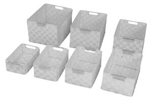 Set 7 Cassetti in poliestere con manici in metallo bianco