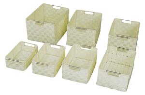 Set 7 Cassetti in poliestere crema cm 38x28xh21
