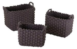 Set 3 Ceste in tessuto crema blu rettangolare