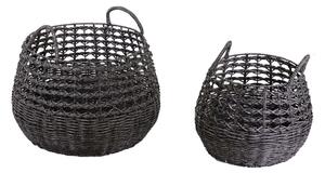Set 2 Ceste in metallo grigio tondo