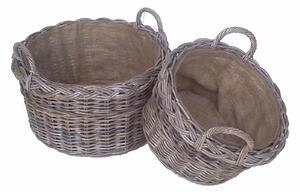 Set 2 Ceste cloe con m tonda con fodera juta
