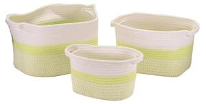 Set 3 Cestina in tessuto verde bianco rettangolare
