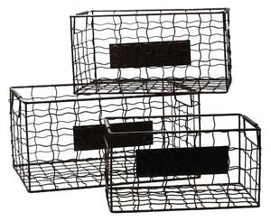 Set 3 Ceste in metallo marrone rettangolare
