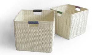 Set 2 Cestini in rattan naturale con manici quadro