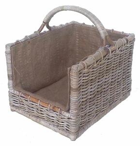 Cesto portalegna cloe dritto rettangolarecon fodera juta cm 50x38xh33/47