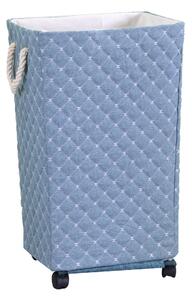 Cesto Portabiancheria in tessuto azzurro rettangolare con rotelle cm 40x30xh70
