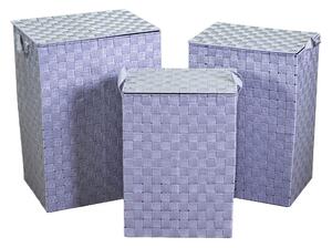 Set 3 Ceste Portabiancheria in poliestere grigio foderato rettangolare