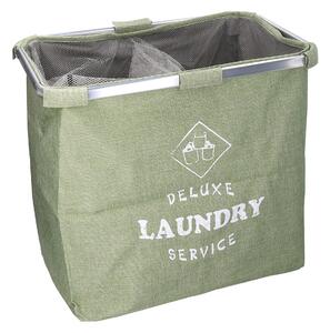 Cesto Portabiancheria in tessuto sacco verde doppio pieghevole cm 54x34.5xh50.5