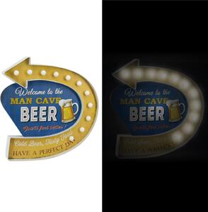 Insegna in metallo blu giallo con led cm 46,5x45,8x5