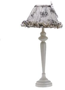 Lampada in metallo crema cm 30xh68 vintage con fiocco grigio