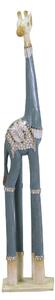Statuina Giraffa in legno azzurro bianco cm 21x19xh100