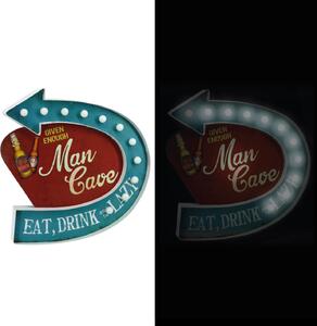 Insegna in metallo rosso blu con led cm 46,5x45,8x5