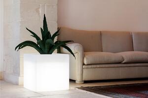 Porta vaso in polietilene MODELLO ELLENICO con luce BATTERY SMALL liscio Dimensioni 25 x25xh 25 cm uso interno esterno colore Neutro