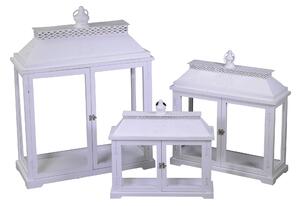 Set 3 Lanterna in legno bianco