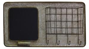 Lavagna in metallo con portatutto e appendino 4 posti rettangolare cm 78x12xh38,5
