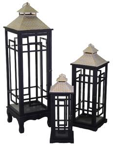 Set 3 Lanterna in legno nero