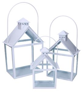 Set 3 Lanterna in metallo bianco