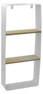 Mensola in metallo bianco e in legno 2 piani cm 25,5x10xh57
