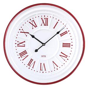 Orologio in legno in metallo bianco rosso cm Ø50x4,5
