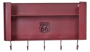 Mensola in metallo bristol rosso 2 piani con appendino 5 posti rett cm 50x10xh30