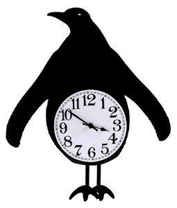 Orologio in legno pinguino con pendolo nero cm 38x37x6