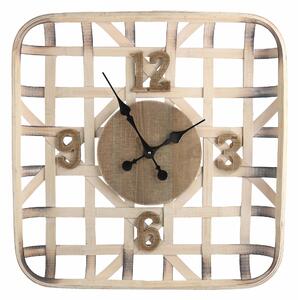 Orologio in legno naturale quadro cm 60,5x60,5x9