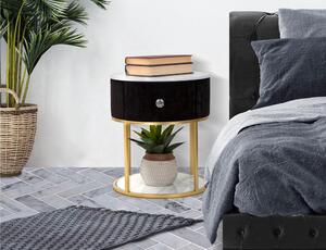 Comodino con struttura in metallo nero e cassetto in legno, MONTPELLIER, Dimensioni 42X42x h 48 cm - Peso 6.4 kg La struttura in metallo dorato e tessuto imbottito