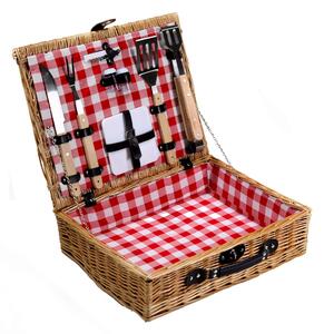 Cestino Pic-nic in vimini campagna con accessori barbeque cm 50x40xh14