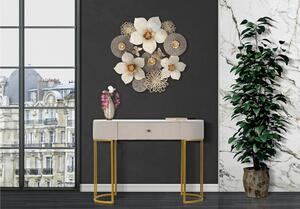 Consolle rettangolare con i lati smussati con cassetto, MONTPELLIER, Dimensioni 100x43xh 74 cm - Peso 14,8 kg La struttura in metallo dorato e tessuto imbottito