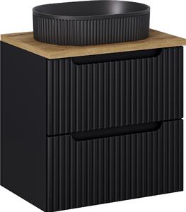 Mobile Bagno 60 Cm Nero Con Piano E Lavabo Da Appoggio