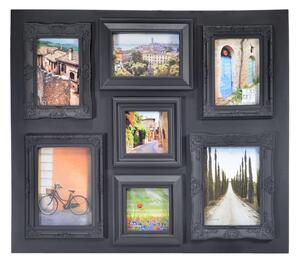Portafoto muro nero multiplo 7p cm 51,5x50x2