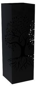 Portaombrelli in metallo albero nero quadro cm 15,5x15,5xh49