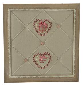 Portamemo in legno con stoffa rouge quadro cm 47x47x7