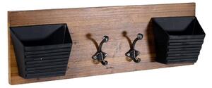 Portalettere in legno 2 posti con appendino 2p cm 60x9,5xh20