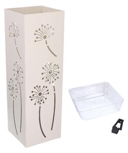 Portaombrelli in metallo crema soffioni quadro cm 15,5x15,5xh49