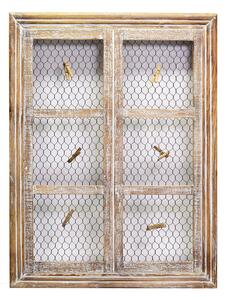 Portamemo in legno finestra con mollette rettangolare cm 46x61x5,5