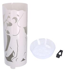 Portaombrelli in metallo bianco cane tondocm Ø19xh49