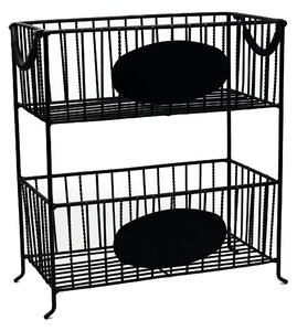Portatutto in metallo nero rettangolare 2 piani cm 32,5x15,5xh34,5