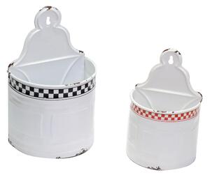 Set 2 Portatutto in metallo bianco rosso nero