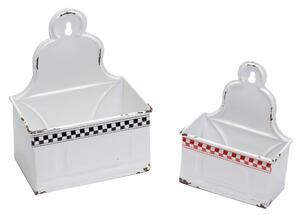 Set 2 Portatutto in metallo bianco rosso nero